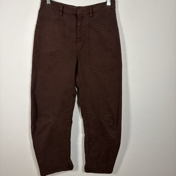 Niki Lotan Shon Pant Cotton Twill Tapered Stretch Brown 00 Barrel Leg Slouchy - Picture 2 of 11